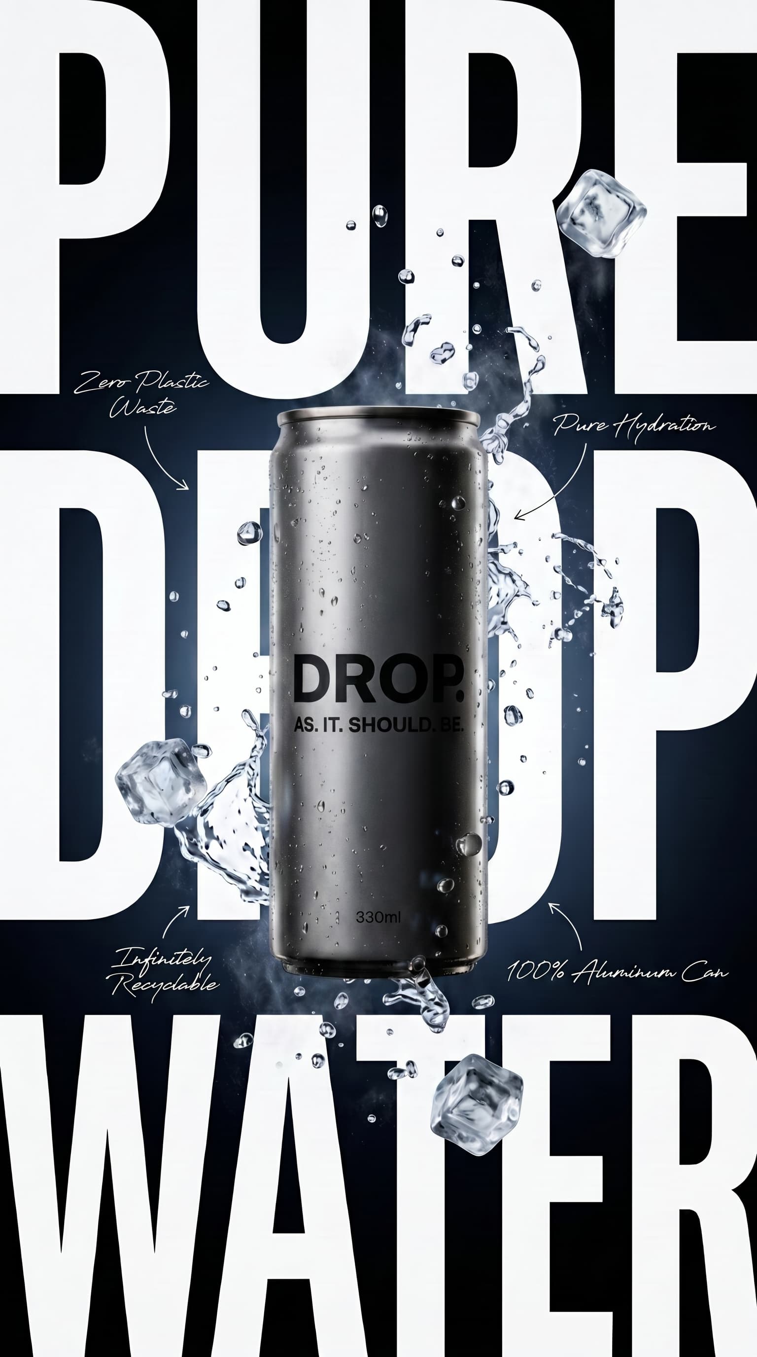 DROP premium still water in a silver aluminium can